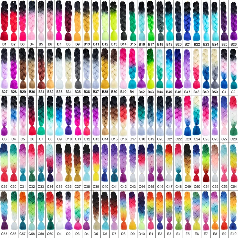 24 Inch Jumbo Braids Extensions Synthetic Braiding Hair Afro Ombre Color kanekalon Hair