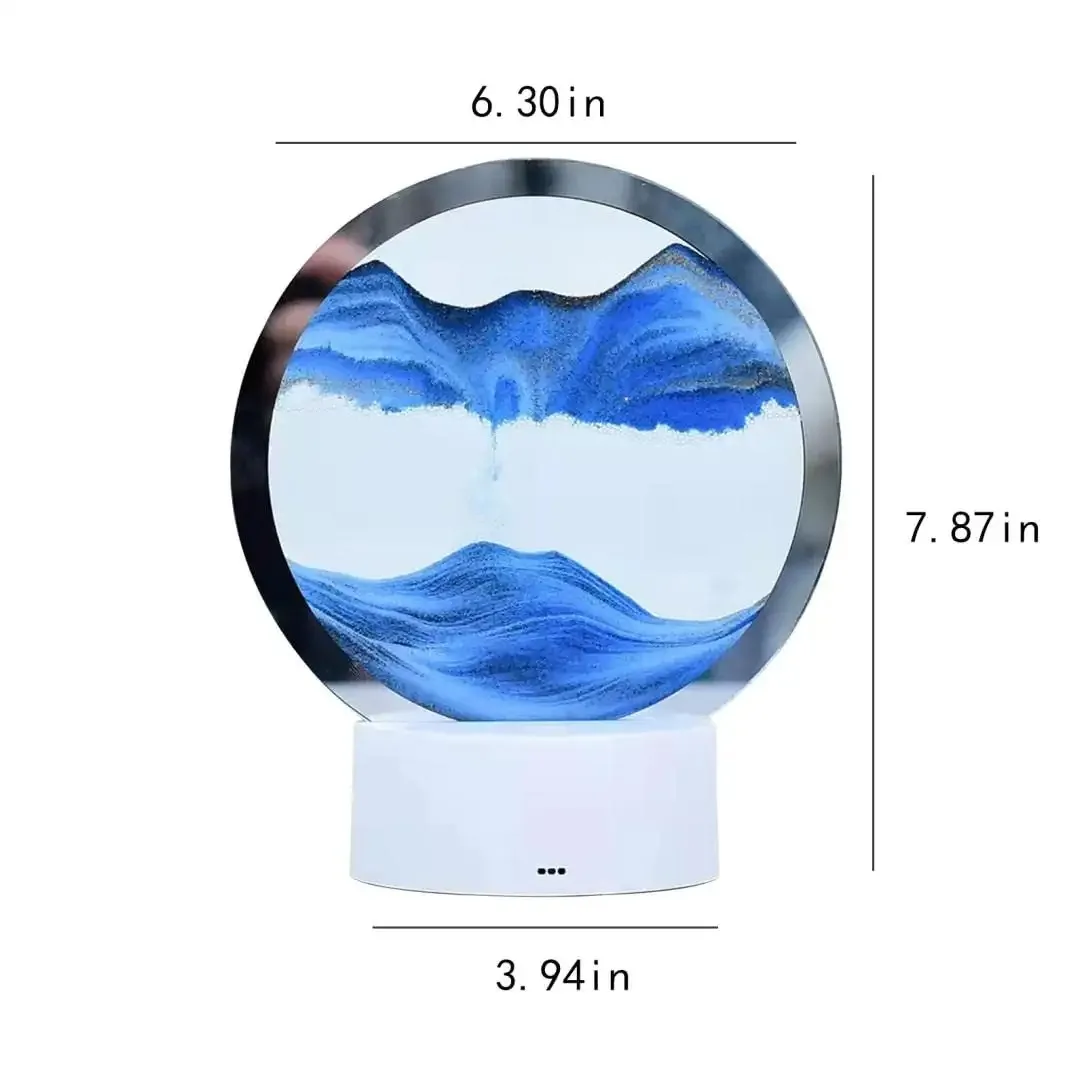 Hot Sale Colorful Large Dynamic Round Glass 3d Deep Moving Flowing Sand Art