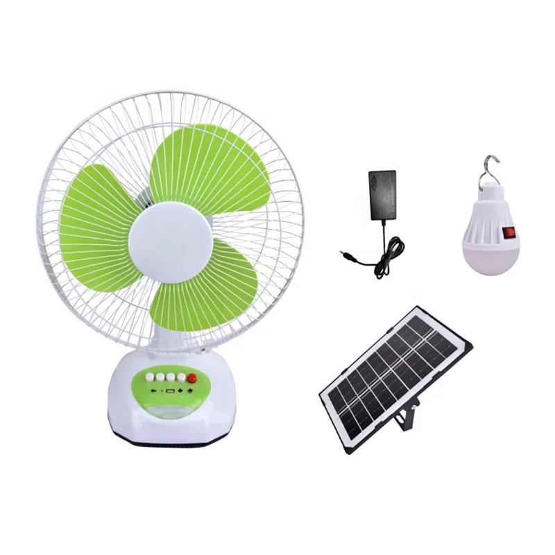 Solar Power System Home Remote Control 16 Inch AC DC Charging Floor Fan With USB Charging Port