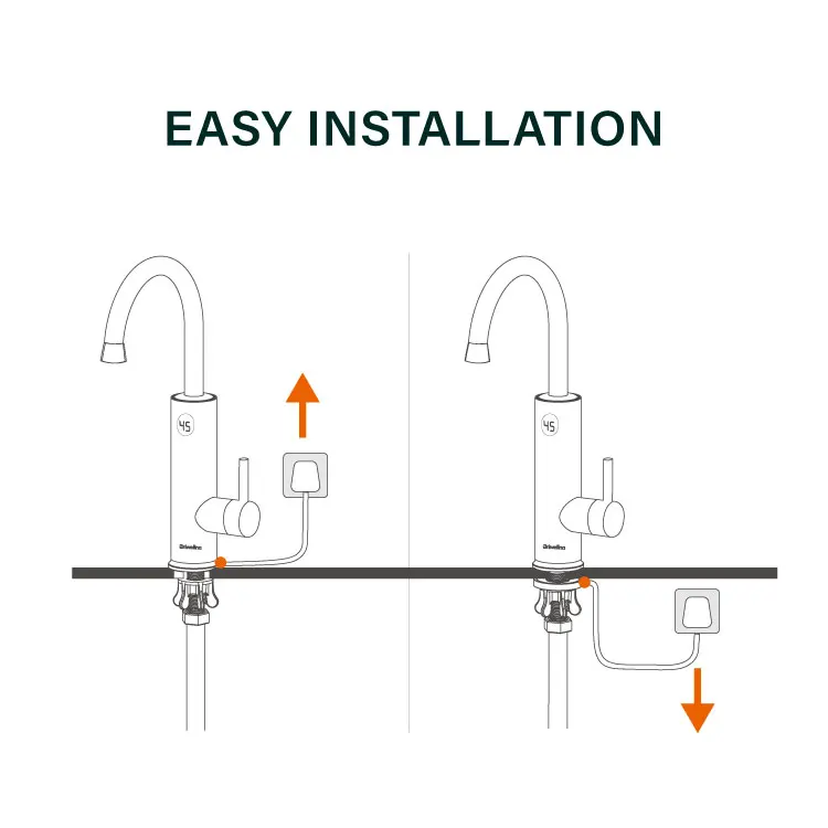 Briwellna 2022 Instant Hot Water Faucet Stainless Steel Kitchen Mixer Tap LED Digital Tap Water Heater Geyser Faucet Heating TaP