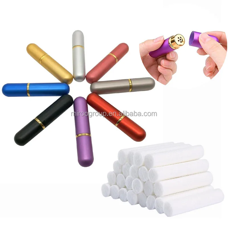 Empty Essential Oil Personal Inhaler Refillable Aluminum and Glass blank nasal inhaler