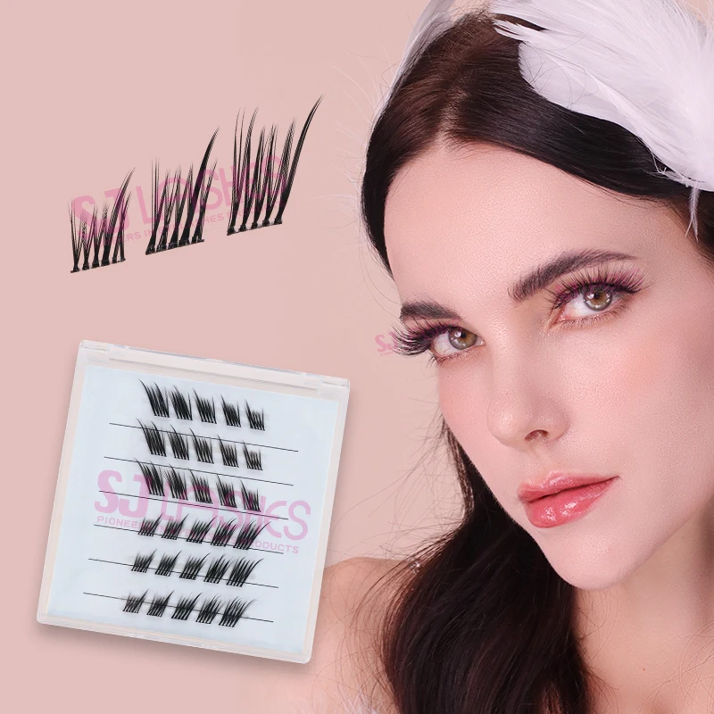 Press On Lash Cluster Foxy Eye Pre-Glued Cluster Eyelash L Curl Lightweight Prebond Pop On Cluster Lashes