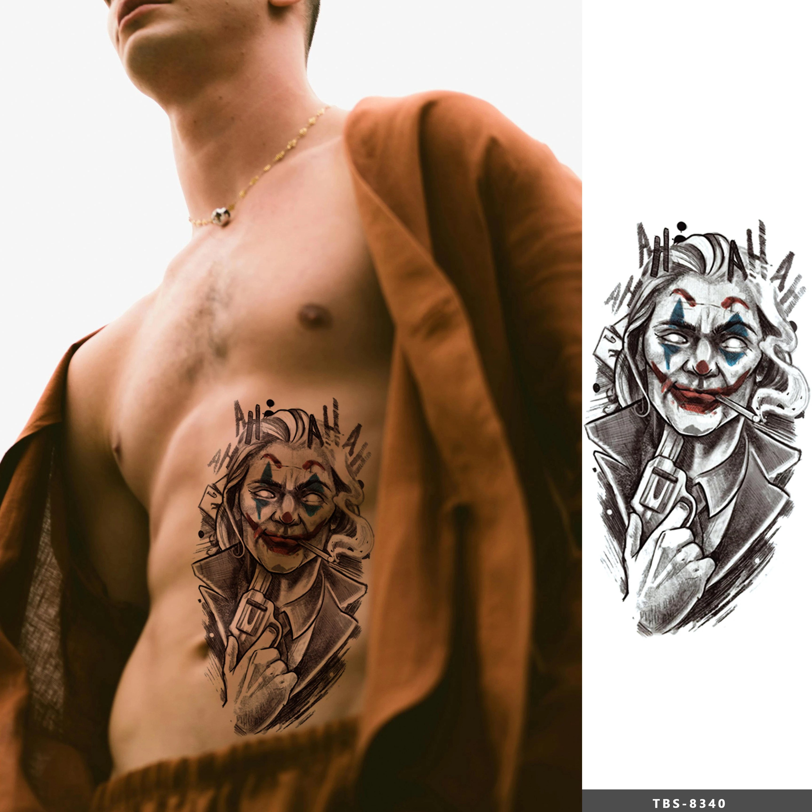 Bestseller Custom Anime Fake Tatoo Sticker Waterproof Chest Men Temporary Tattoo