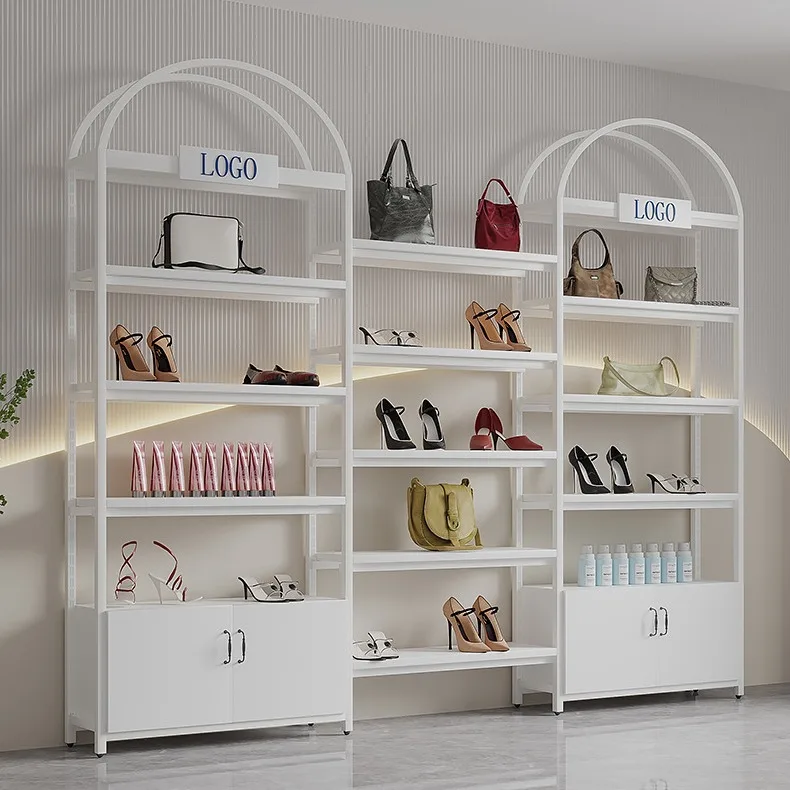 Wholesales price Metal Cosmetics display shelf Bags Shoe display Cabinet Beauty salon multi-layer storage shelving