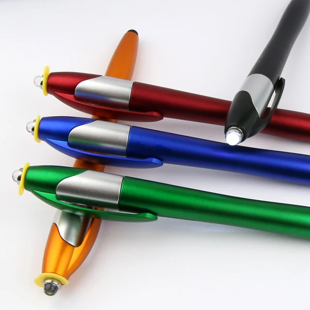 Longorgeous Multifunctional ball point pen with LED flash light blue and black light pen