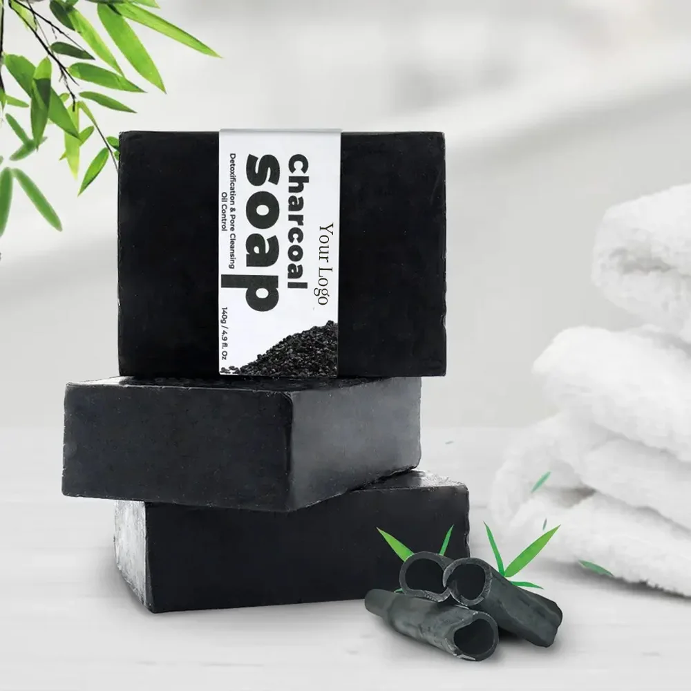 Private Label Organic Skin Care Oil Control Detoxification Whitening Activated Black Bamboo Charcoal Soap For Men