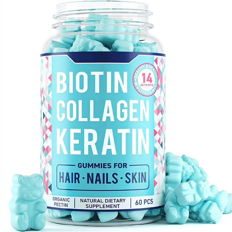 Private Label Organic Vitamins Biotin Gummy Collagen Hair Nail Growth Skin Healthy OEM ODM Private Label Service Vegan Gummies