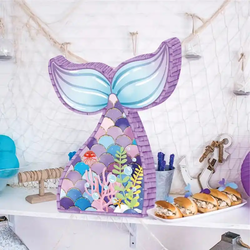 Paper Blindfold For Kid Birthday Party Decoration  and  Hot Selling Mermaid Tail Pinata With Plastic Bat