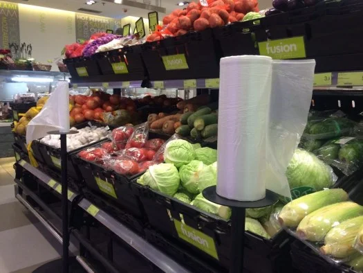 LDPE HDPE POLY polyethylene transparent plastic food fruit vegetable packaging supermarket flat produce bag on roll