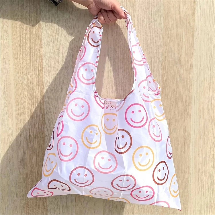 Custom Reusable Grocery Bags Eco Extra Large Recycle Tote Bag Heavy Duty Washable Nylon Foldable Shopping Bags