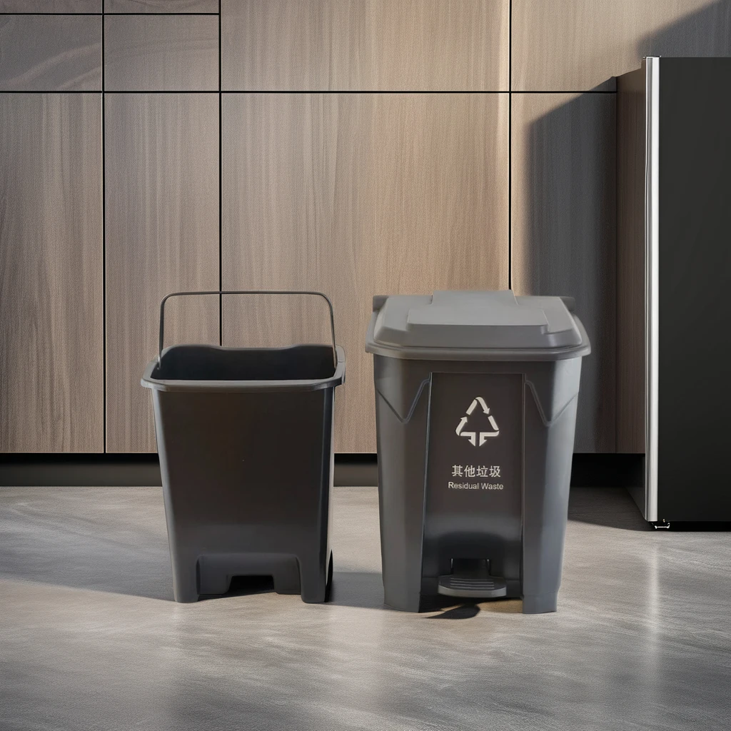 45L Hands Free Disposal Plastic Step-On Garbage Bin Great for Home and Commercial Use Indoor or Outdoor