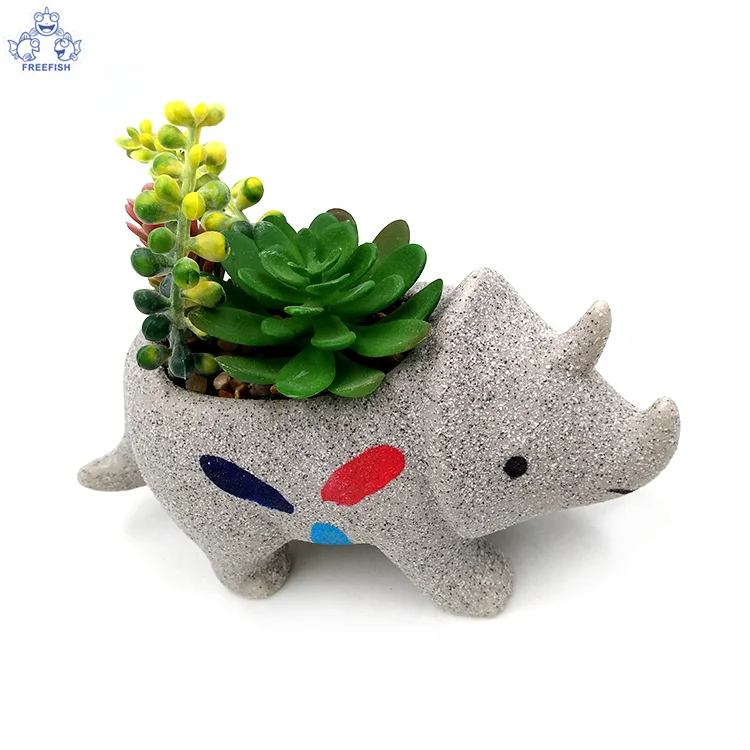 Animal Ceramic Succulent Planters/ Small Cactus Pots with Drainage Hole Cute Gift Backyard Animals