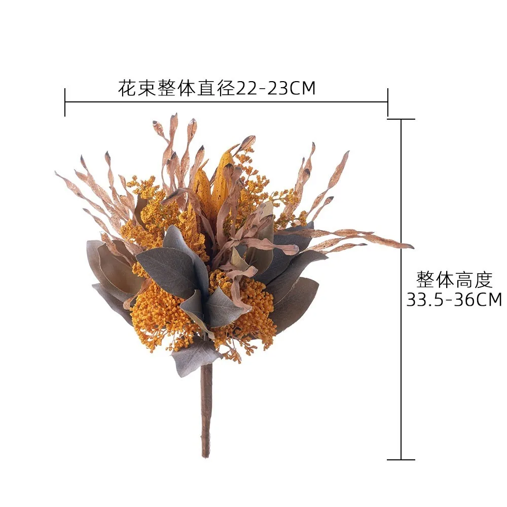 33.5cm Acheng Okra Seaweed Bundle Dried Home Party & Wedding Decoration Wall Holding Rose Flower Fake Flower for Interior Design