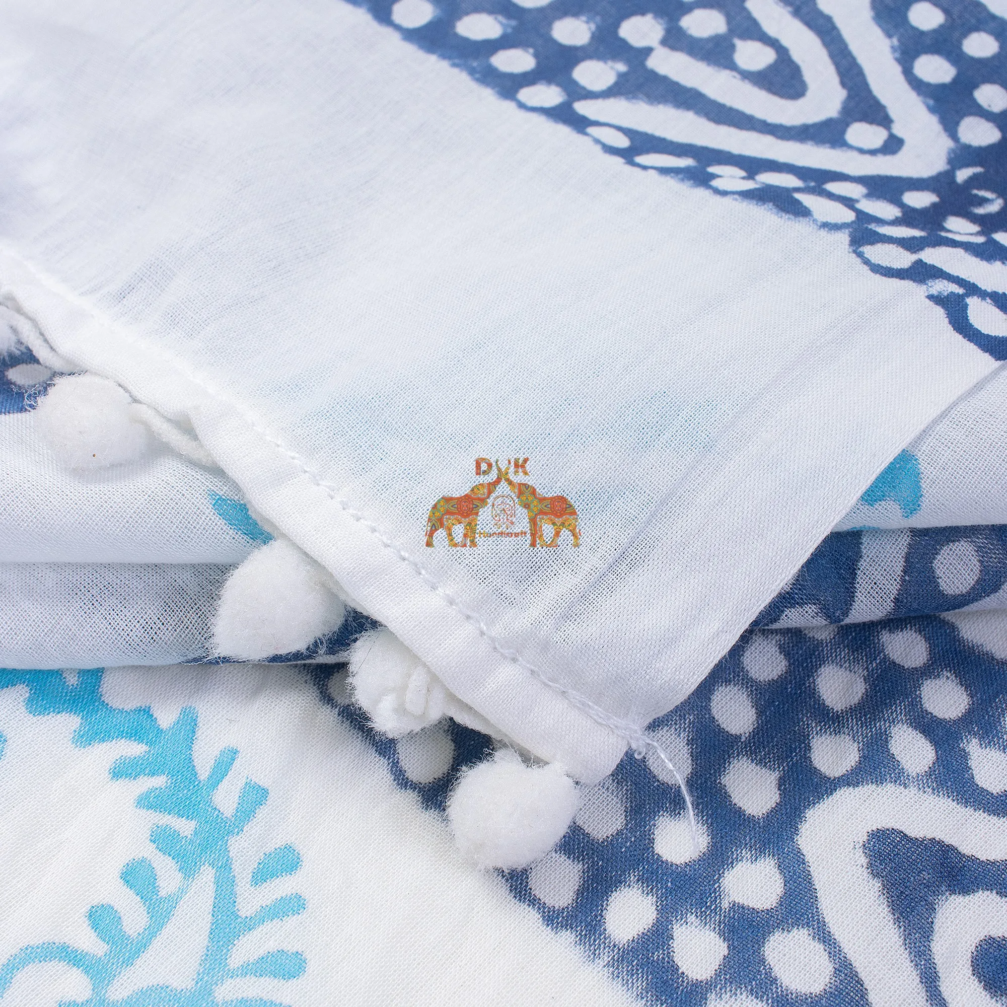 High Quality Custom Beach sarong coverup hand block print beach look white floral beautiful cotton sarong