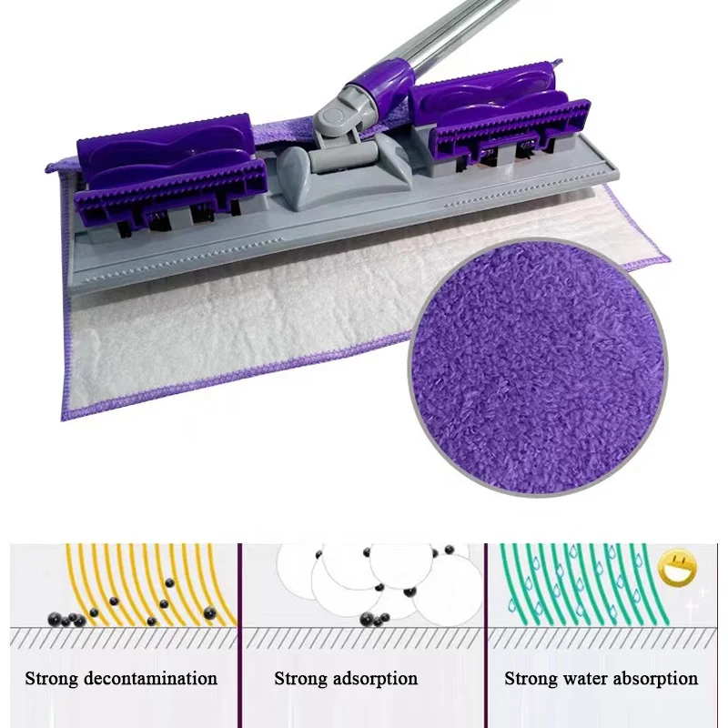 IMAXX Magic Lazy Clip Foldable Steel Pole Rectangle Household Floor Cleaning Tool with Square Foldable Handle Hands-Free Mop