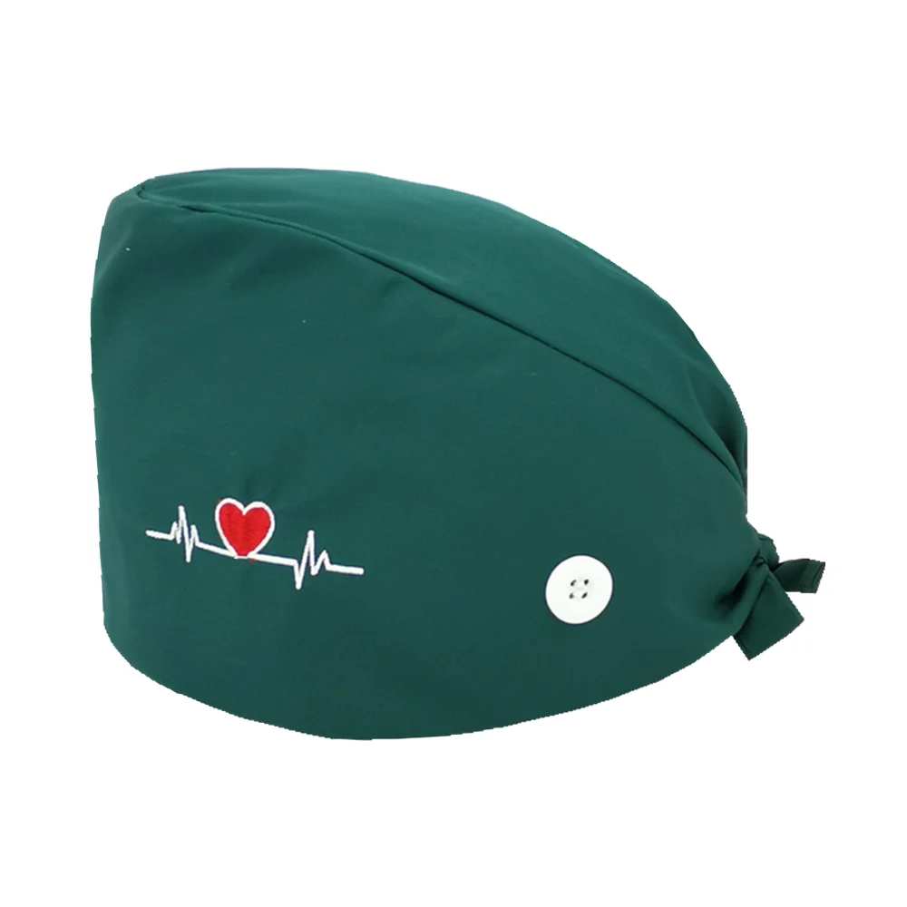 Medical Uniform Breathable Working Caps with Button Adjustable Tie Back Sweatband Hat Medical Cap