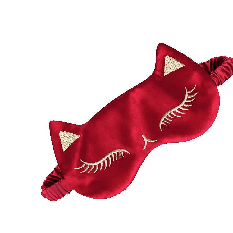 custom logo luxury beauty cat silk eye mask for sleeping