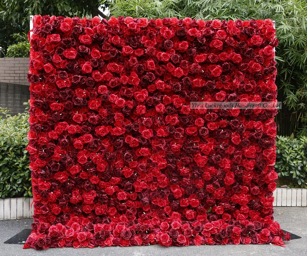 LFB1609 High Quality Wholesale Customized Red Rose Artificial Backdrop Flower Wall  for Christmas Wedding Home Party Decoration