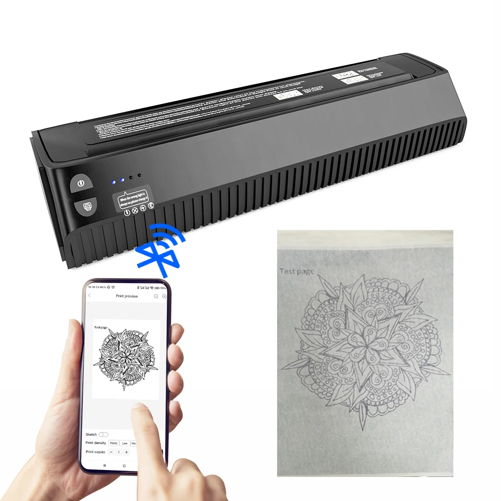 Хит продаж, портативный беспроводной трафарет для татуировки с синим зубом P8008