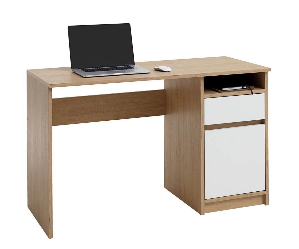 120cm wood oak white writing table desk with drawer and door