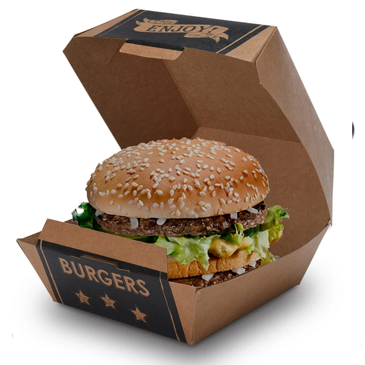 Custom Disposable Food Grade Cardboard hamburger Packaging Paper Burger Box