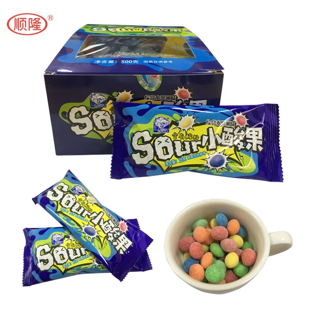 
Delicious Fruits Chewy Candy with Super Sour powder Fruit Sour Bean 