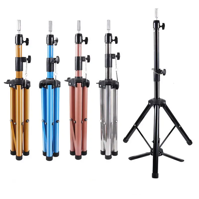 Head Colorful Thickening Type Wig Stand Tripod With Mannequin Metal Wig Tripod Stand