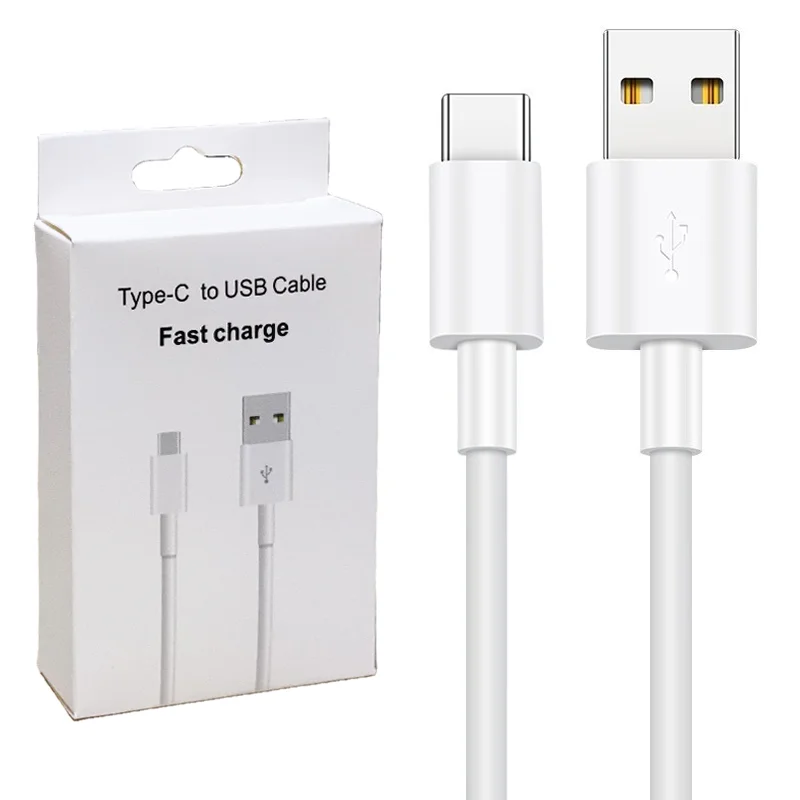 Universal 3ft 6ft 1M  2M PVC White  type c 2A 2.1a fast charging charger usb type c charging cable for Samsung Huawei