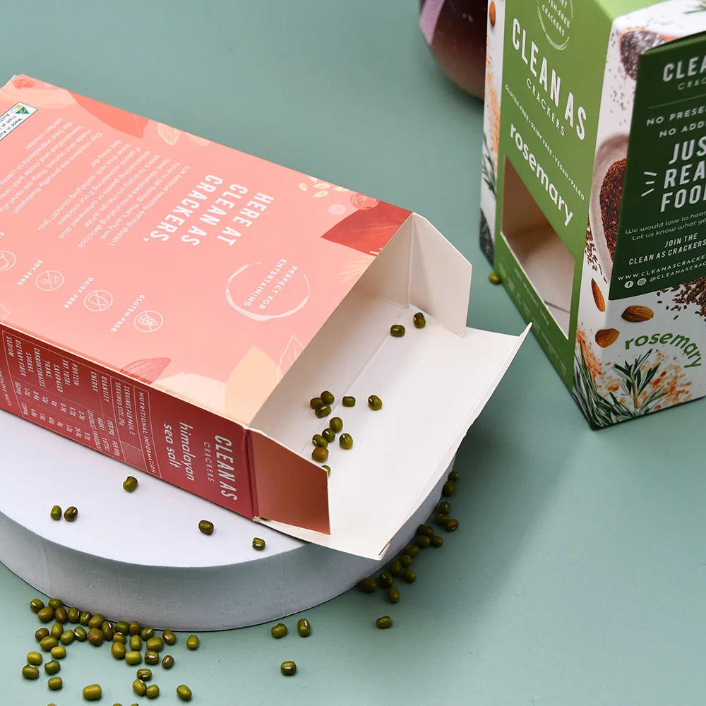 Customized food grade square biscuit box with window color printing packaging gift box