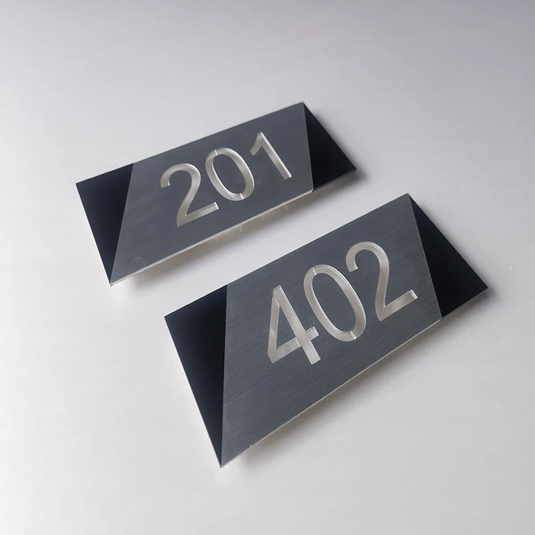 New Design Custom Waterproof Commercial Doorplate Number Embossed Door Number Plate