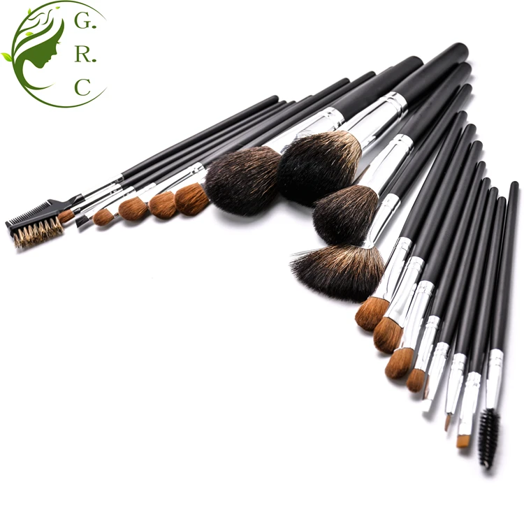 Beauty Tools Kit 19 Pcs Black High Quality Professional Soft Camel Horse Mink Donkey Animal Synthetic Hair Lip Make Up Brush Set
