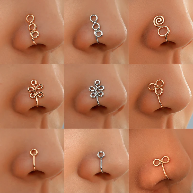 Creative personality U-shaped 8-character nose clip fashion design Twining perforated-free nose ring puncture jewelry