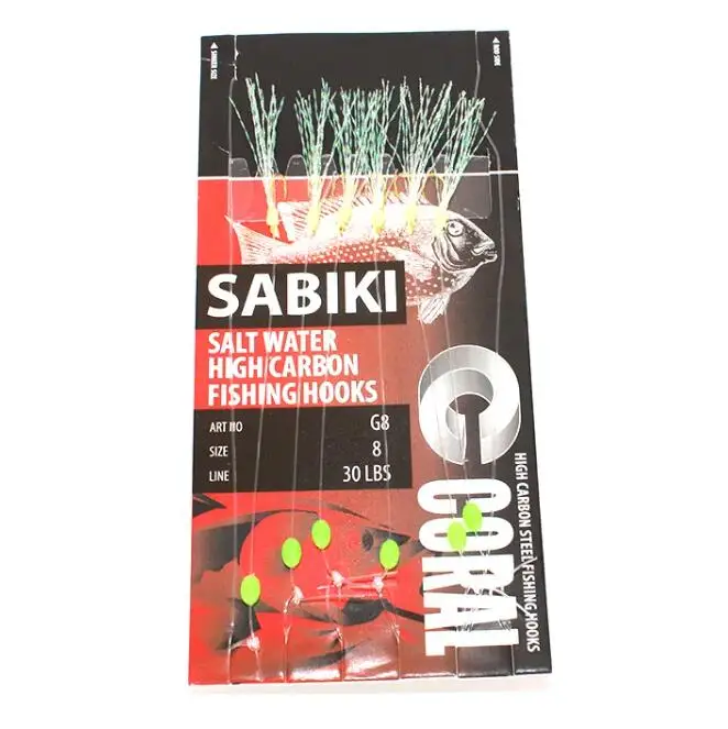 New arrival japanese Sabiki Rigs Luminous Beads Fish Skin Sabiki 6 hooks Sabiki Rigs with cheap price
