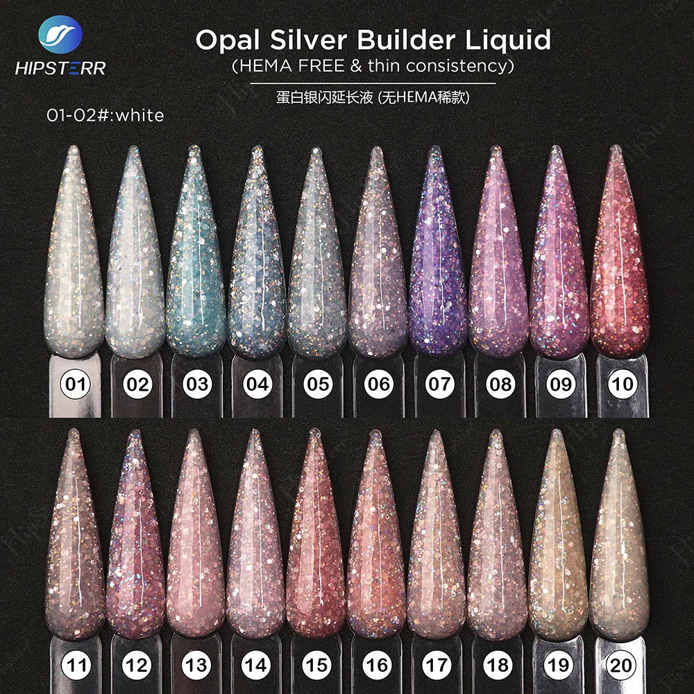 New Hema Free Opal Silver Builder Liquid Nail Extension No Burn Uv/Led Gel in a Bottle BIAB for Nails