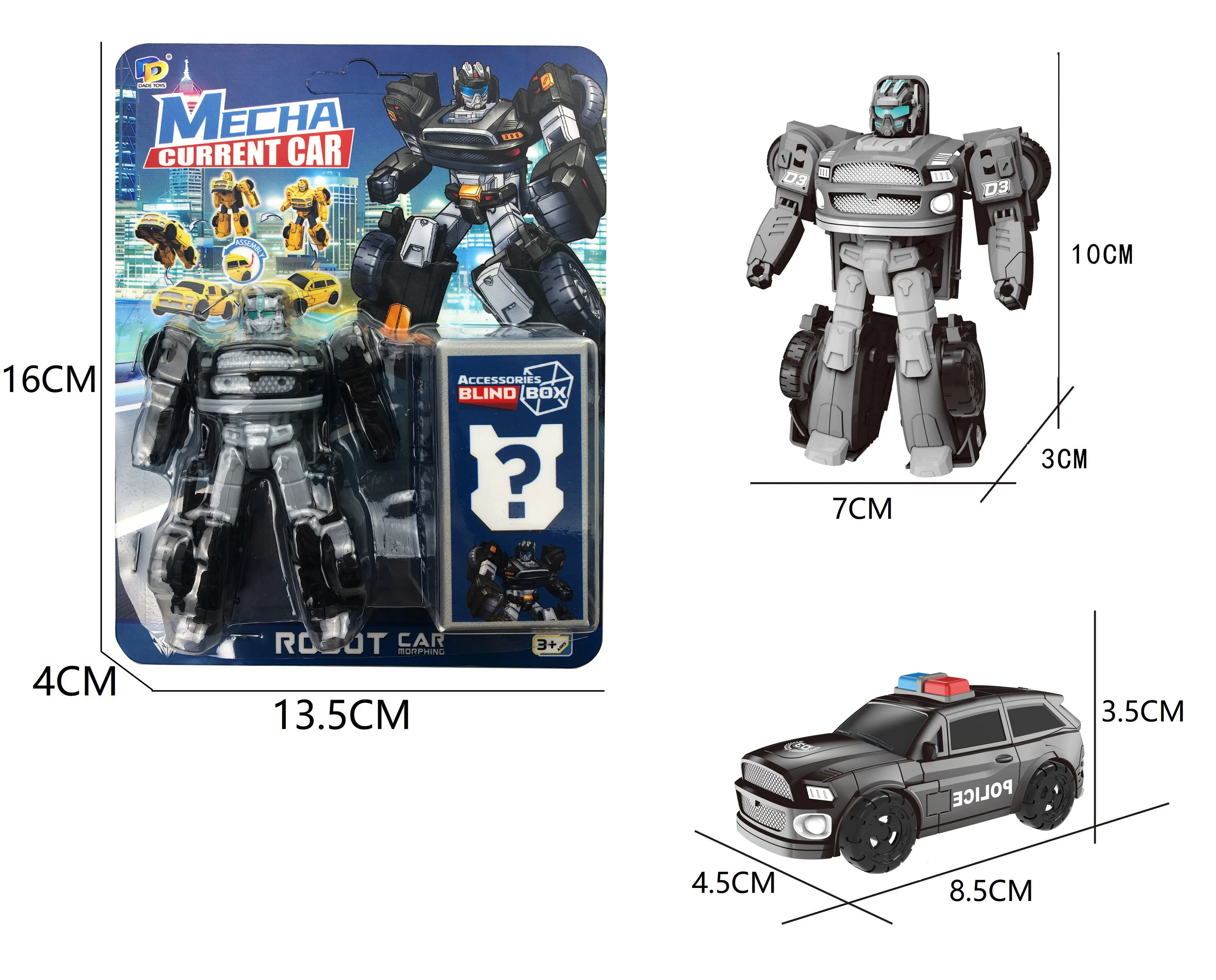 2023 New Arrival Children Deformation Robot Model Car Educational Transform Action Assembled Plastic Vehicle