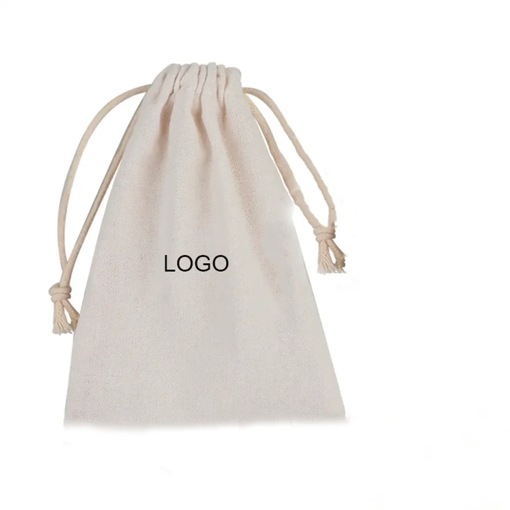 Custom logo reusable eco friendly recycled pouch drawstring cotton bag Storing tongue coating scrapers
