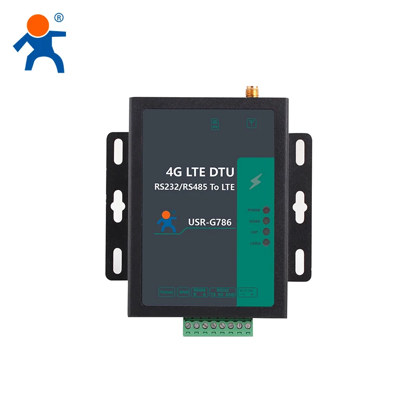 USR-G786-EUX Serial RS485 RS232 to cellular 4G LTE modem supports SMS command Modbus RTU to TCP Europe/Middle East/Africa/Korea