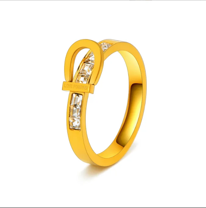 Belt buckle ring does not fade temperament universal cold wind titanium steel ring female index finger ring