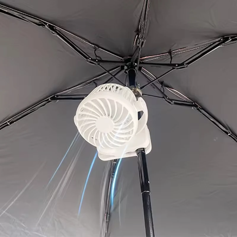 New 1500mAh Strong Wind Outdoor Neck Hanging Fan Portable Mini USB Rechargeable Mini Fan Clip On Umbrellas