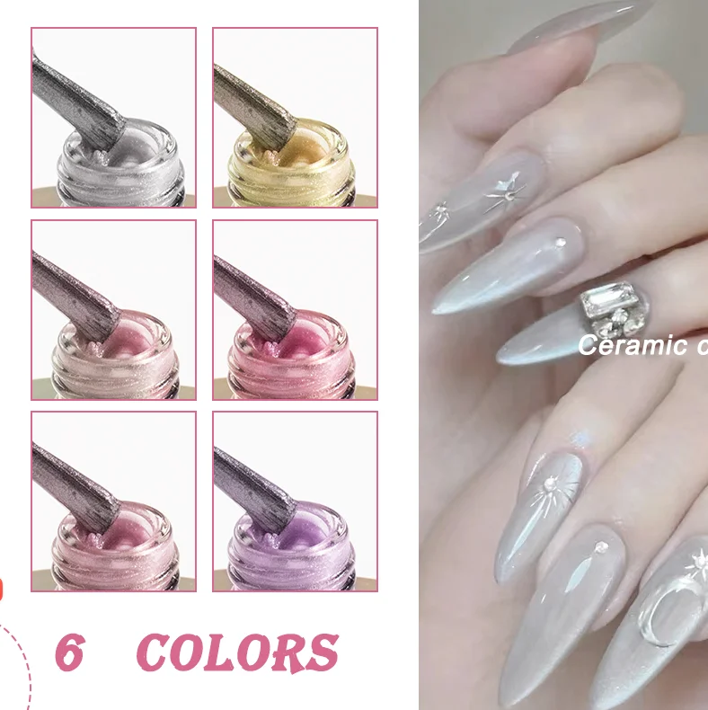 HS uv nail polish Private Label magnetic Ceramic cat eye gel kilo package 9 Colors Uv Led cat Eye Gel Nail Polish