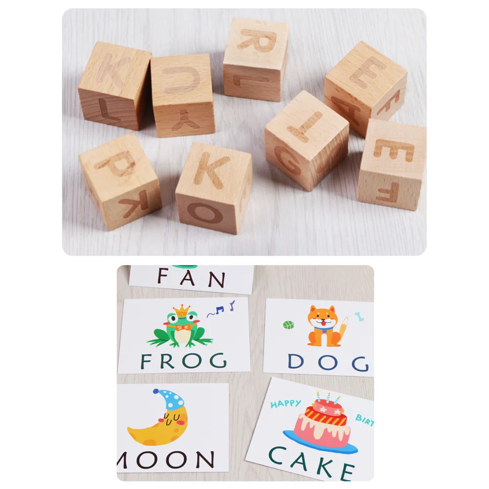 Kids early wooden montessori educational spelling words game learning toys