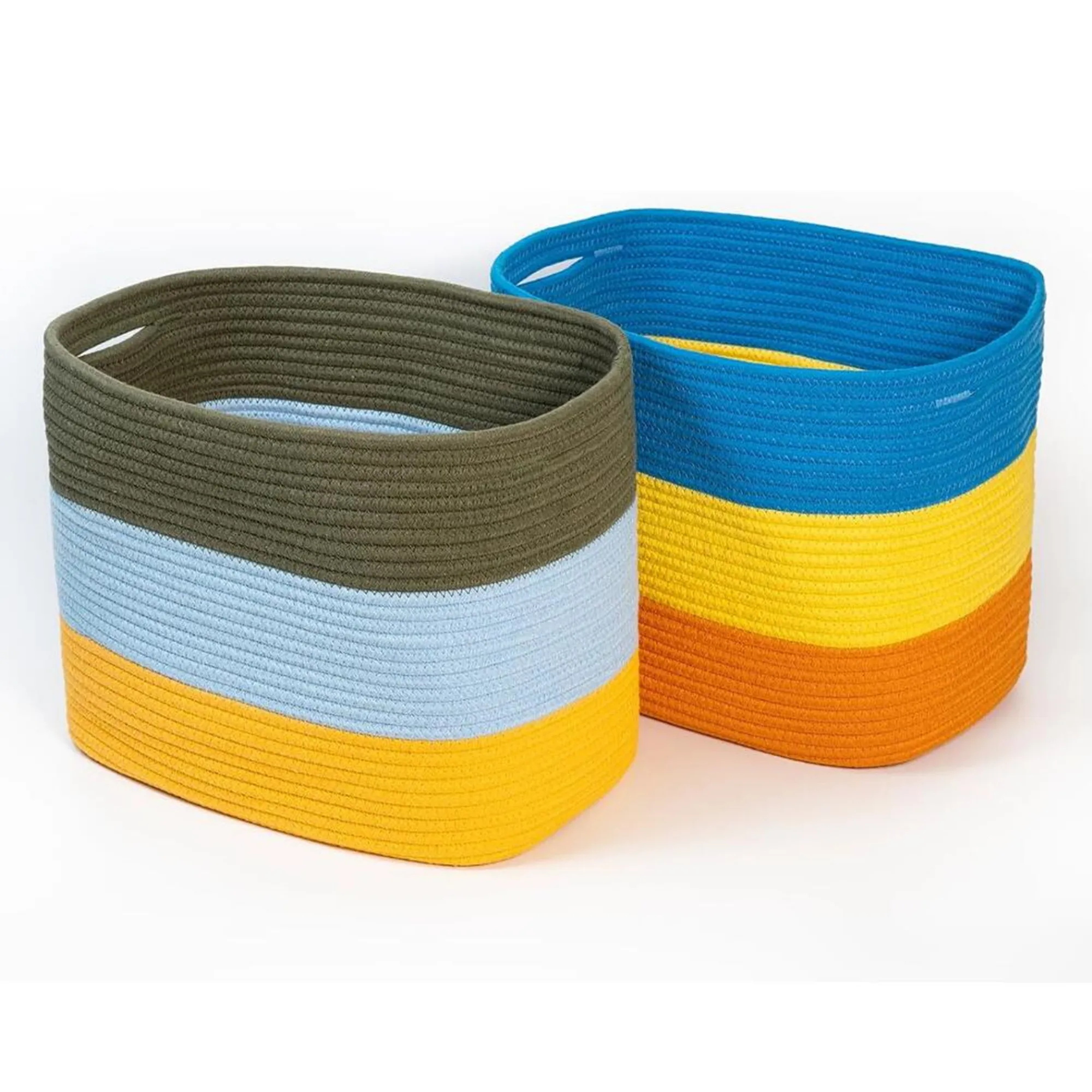 QJMAX High Quality Woven Baskets for Storage and Organizing, Small Cotton Rope Basket with Handle for Baby Gifts, Laundry Toy