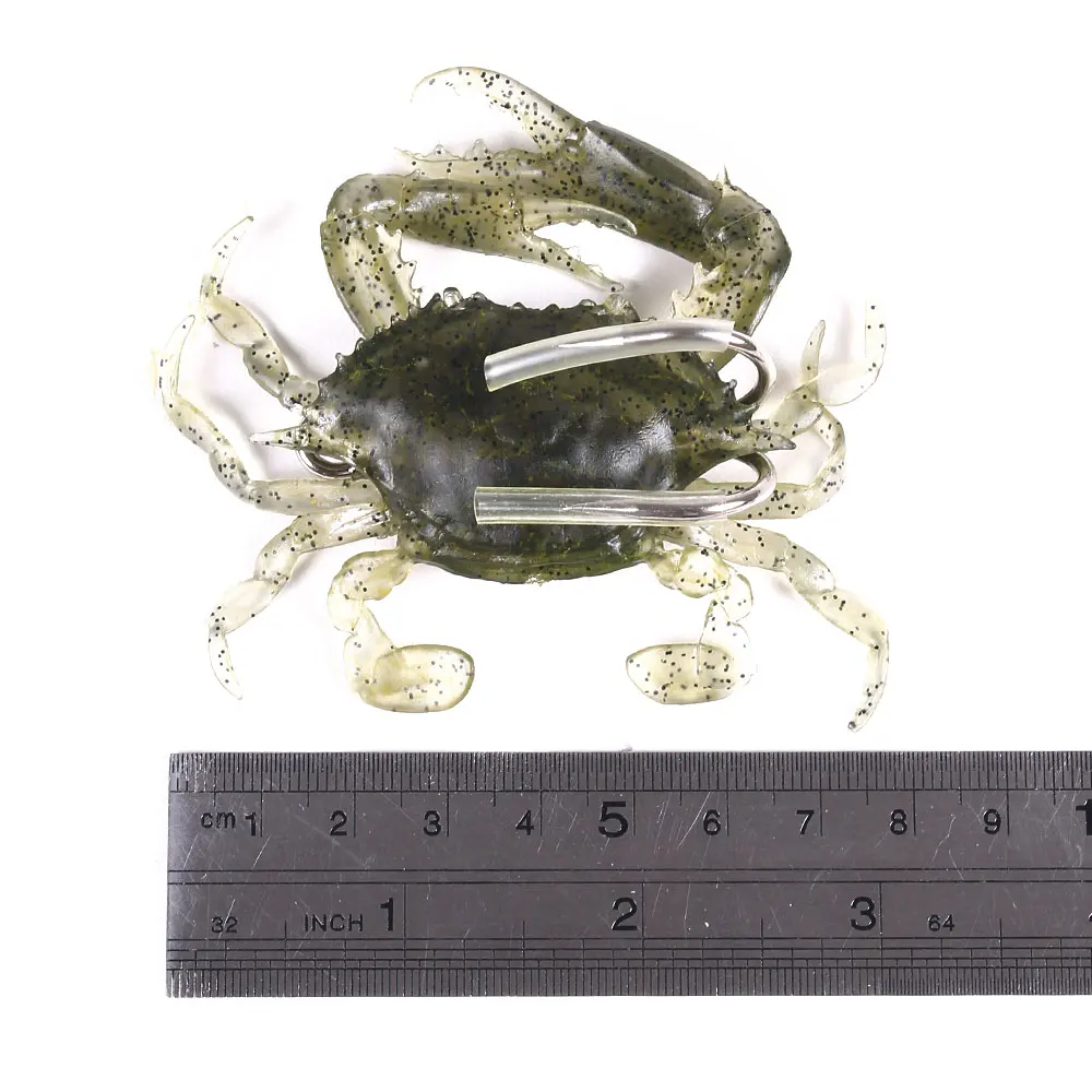 Hot Sale 8cm 19g Artificial Lifelike Bait Soft Plastic Crab Fishing Lure with Hooks
