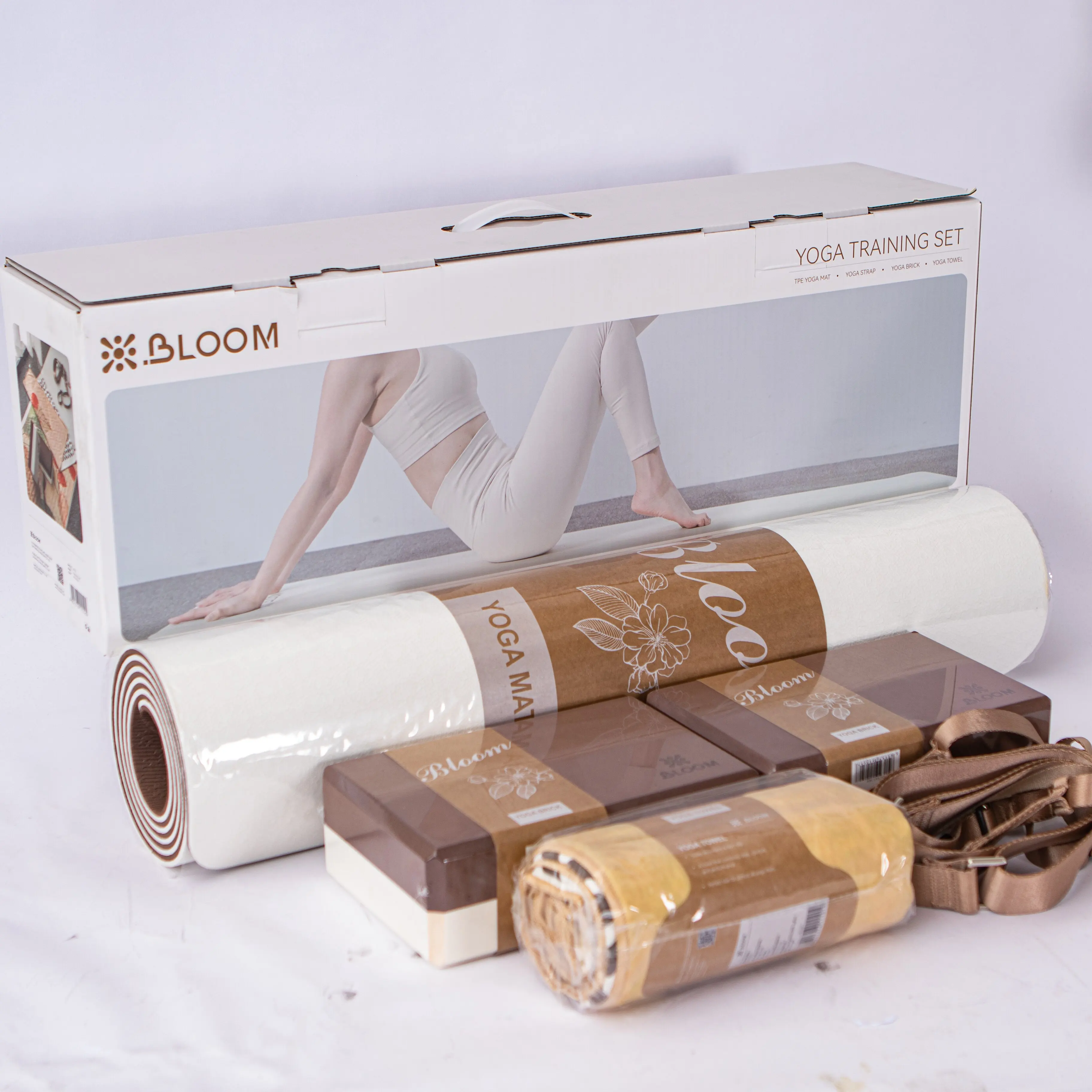 custom logo health fitness home reasonable price yoga mat set including 1 pu yoga mat,2 blocks,1 towel, 1 strap