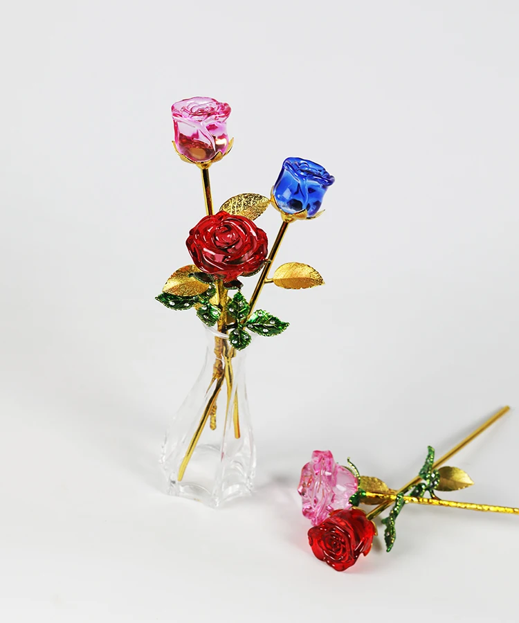 Hot Selling Amazon Clear Low Moq Wholesale Custom Crystal Pink Rose Flower Crystal