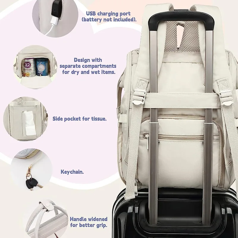 Baby Waterproof Soft  Nursery Diaper Backpack Mommy Botton Nappy Storage Bag Organizer Outdoor Package Bag Large Capacity