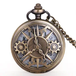 New Punk Steam Gear Hollow Quartz Watch Pocket Necklace Gift Chain Pocket Watch
