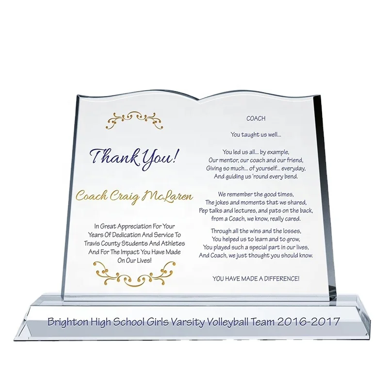 Popular Arabic Islamic Decoration Crystal Ramadan Souvenir Gift Engraved Quran Book read crystal trophy award