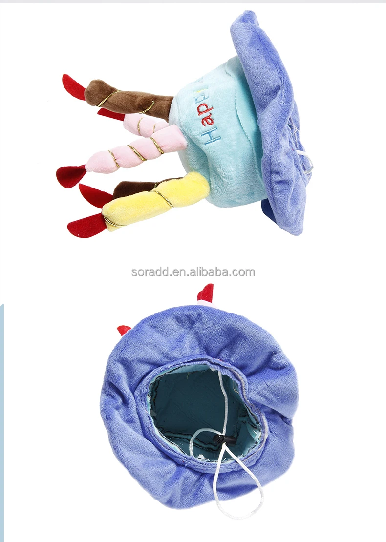 Cute Adorable Dog Cat Birthday Cake Hat Pet Cap Headwear Hat with 5 Color Candles Design Party Custom Accessory