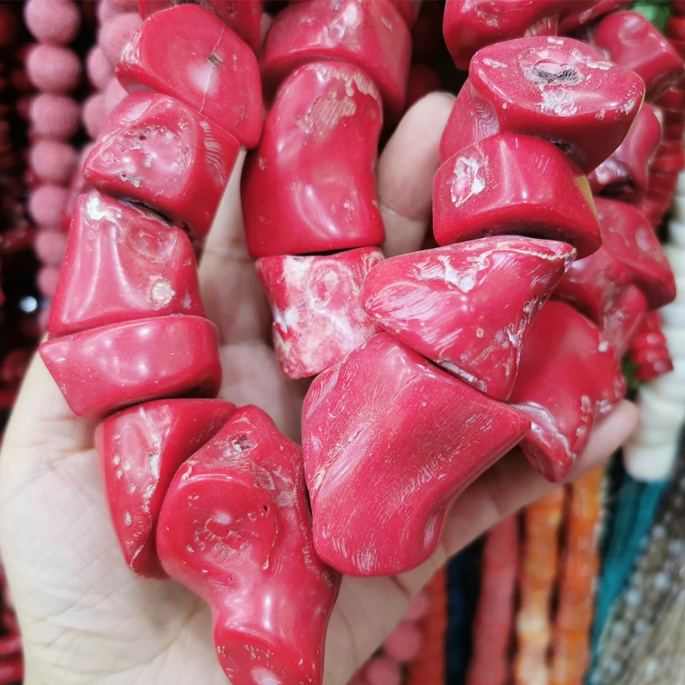 Natural Coral Beads Large Irregular Baroque Red Coral Loose Beads  for Jewelry Making